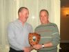Sean McWilliams presents the swimming award to Mervyn Finlay