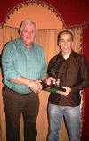 Moyola Secretary, Jack Chapman presents Anthony O�Hagan with the Vicky Richardson trophy for heaviest salmon.